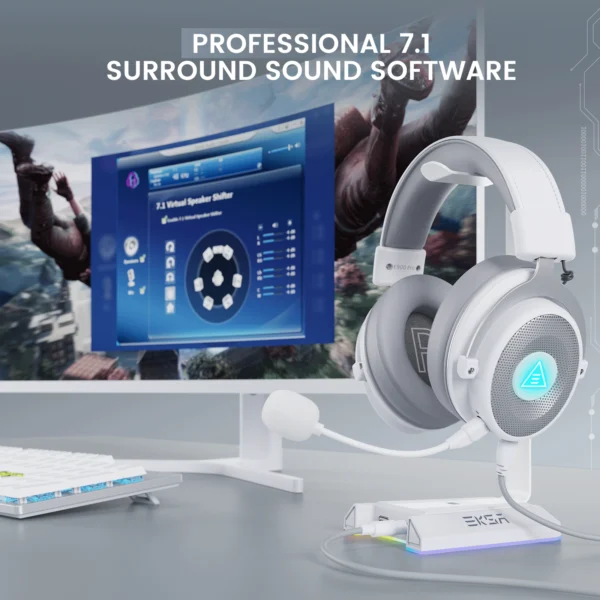 EKSA E900 Pro White 7.1 Surround Gaming Headset - Image 3