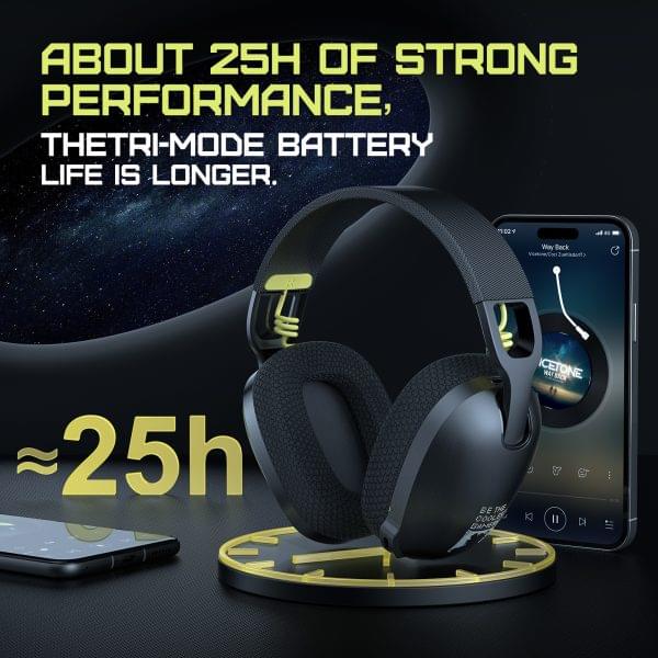ONIKUMA B2 2.4Ghz Tri-mode 7.1 Surround Sound Lightweight Gaming Headset | Black - Image 5